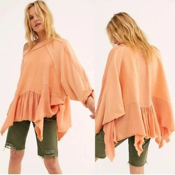 Free People "Gold Duster" Sweatshirt Size XS Oversized Summer Boho Festival - Picture 1 of 7